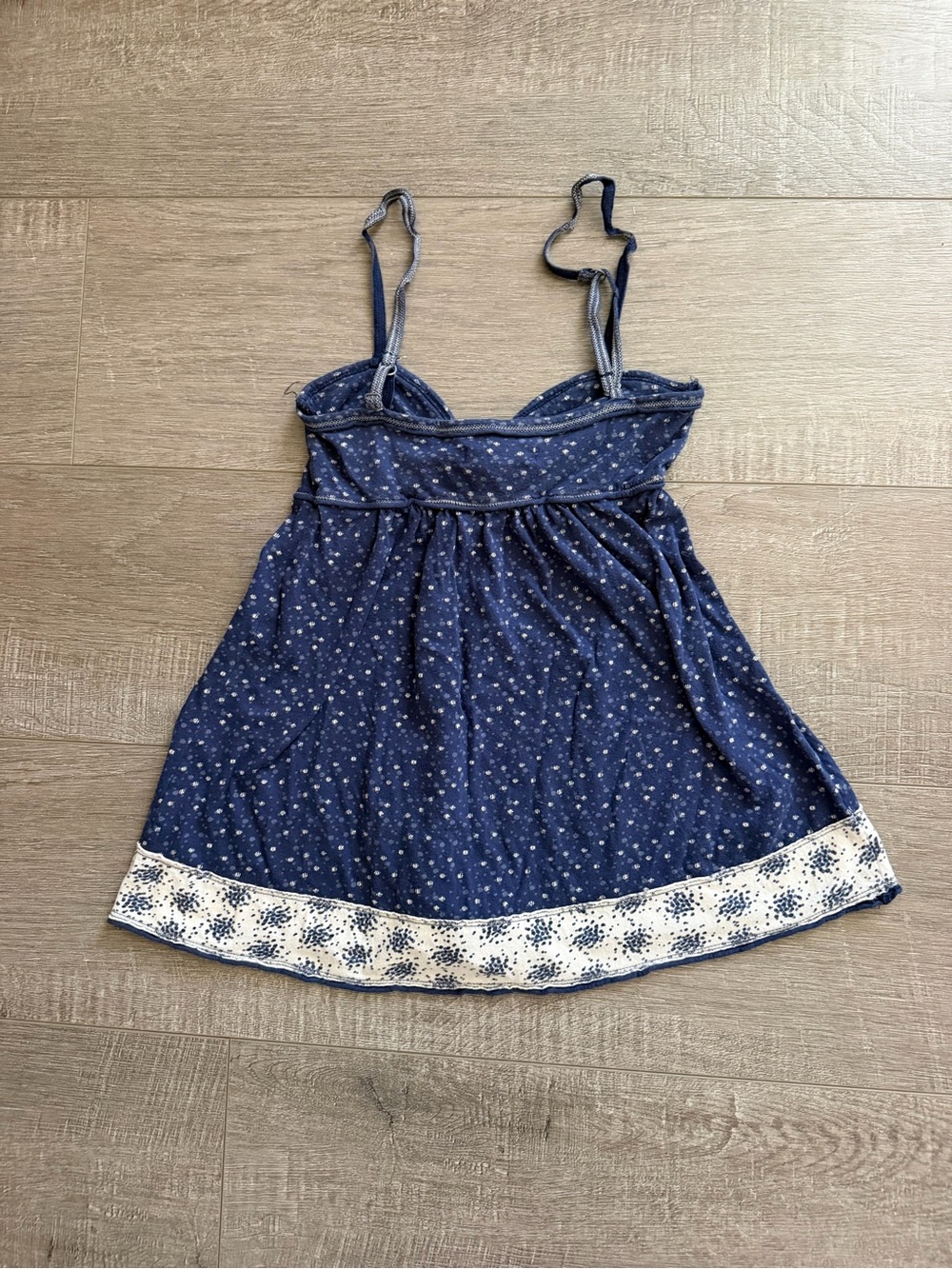 Vintage Hollister Navy Blue Printed Y2K babydoll top - Picture 3 of 7